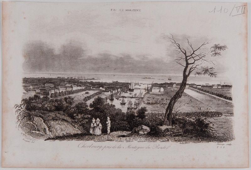 La Normandie Illustrée : Cherbourg, pris de la montagne du Roule, Félix Benoist, 1852