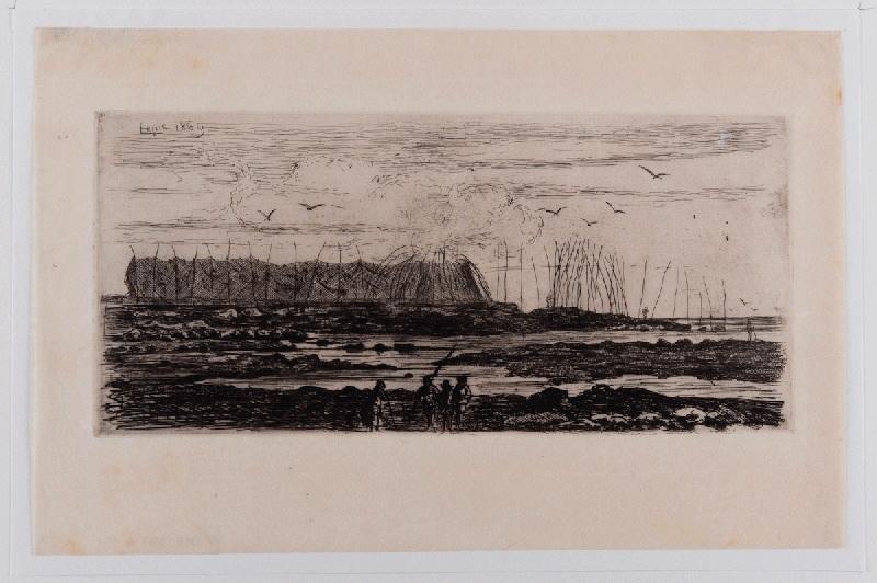 Marée basse avec filets séchant, Ludovic Napoléon Lepic, 1869
