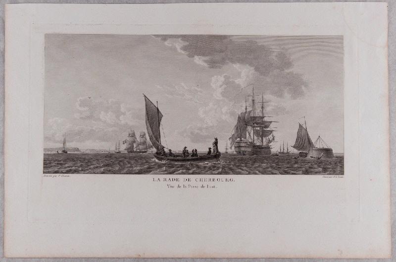 La rade de Cherbourg vue de la passe de l'est, Pierre Ozanne, 2e moitié 18e siècle, 1er quart 19e siècle