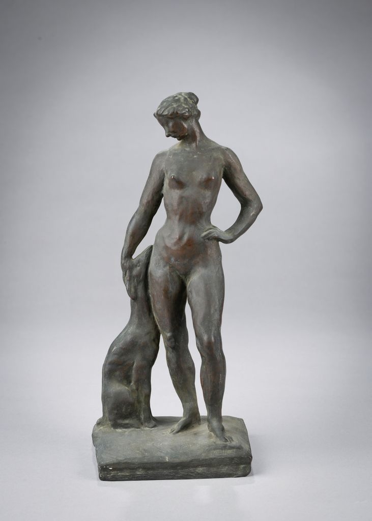 Femme au lévrier, Alphonse Marcel-Jacques, 1917 Date de signature