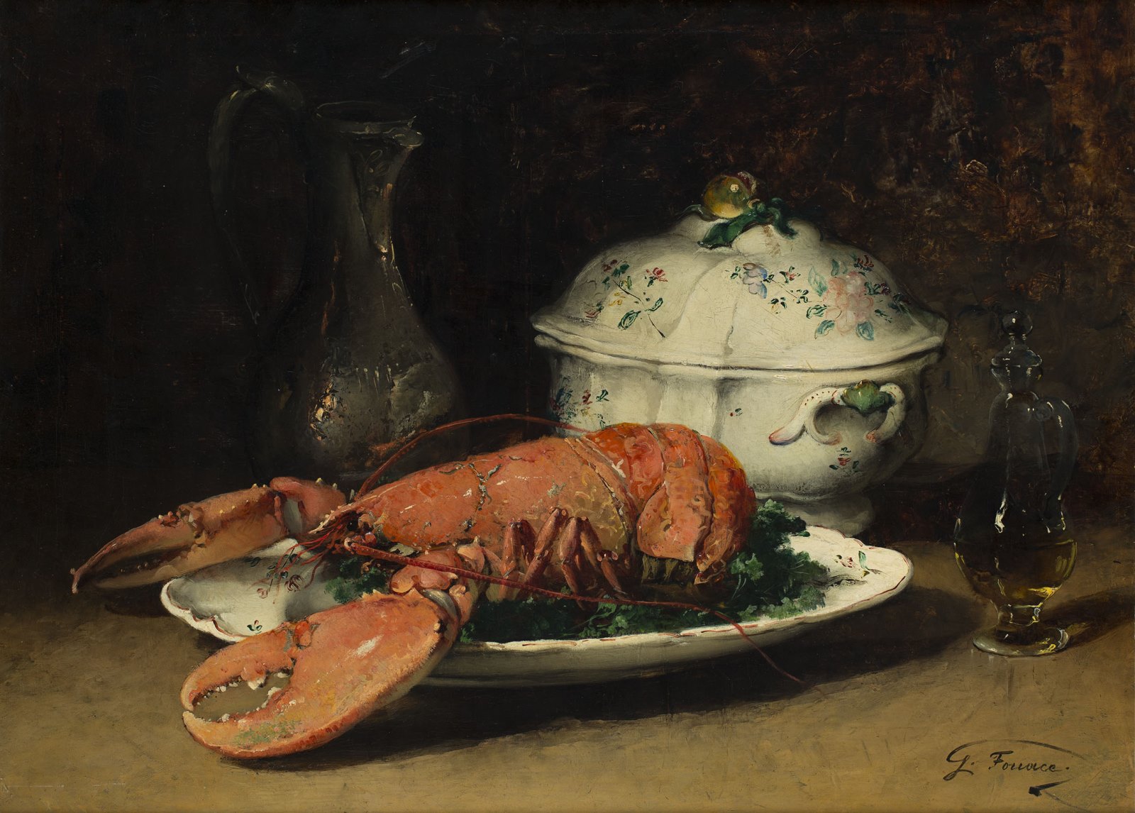 Nature morte au homard et à la soupière, Guillaume Fouace, 2e moitié 19e siècle
