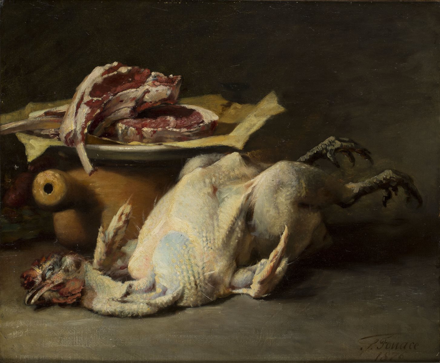 Nature morte au poulet, Guillaume Fouace, 1876 (Date de signature)