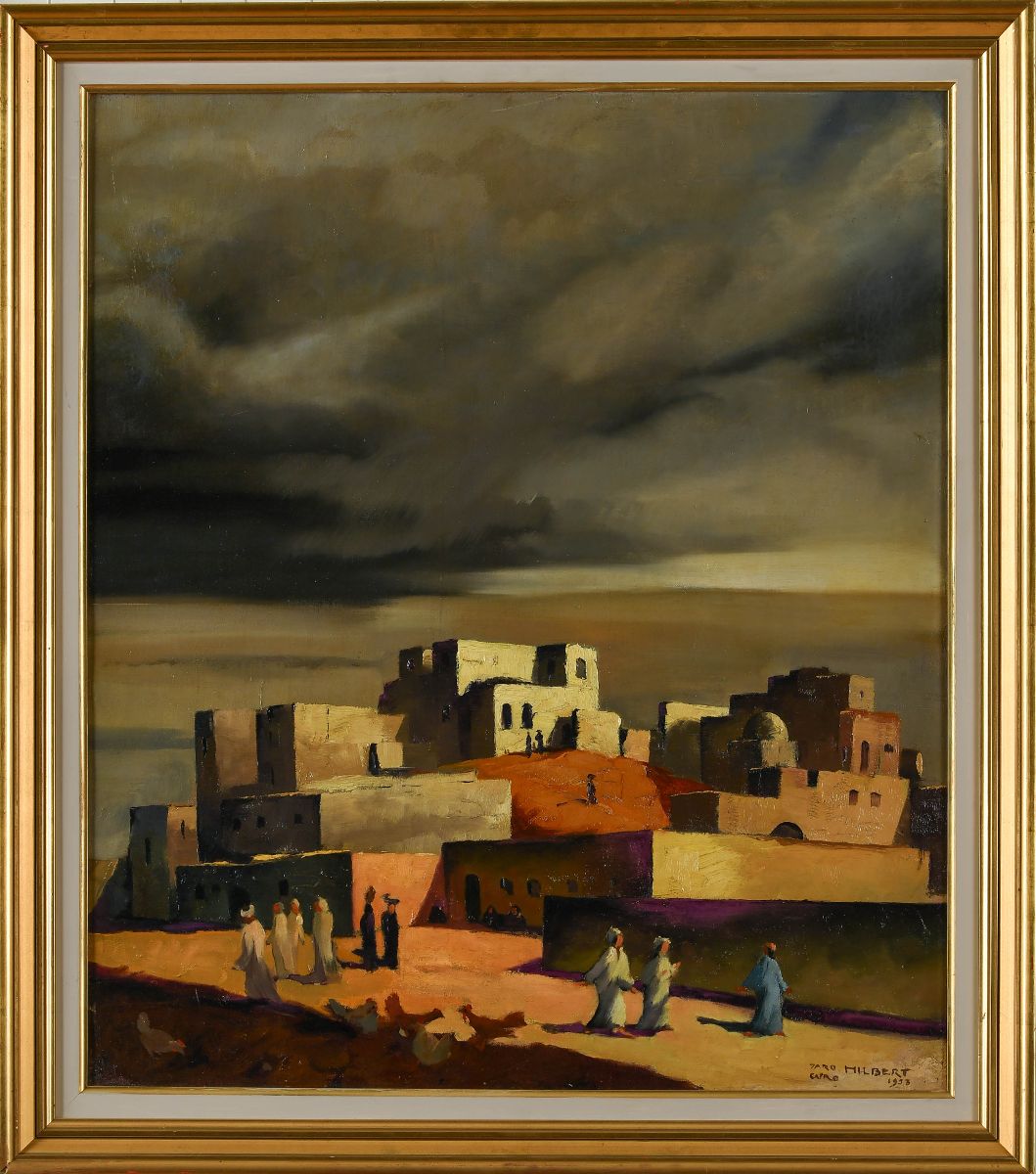 Village égyptien, ciel d'orage_0