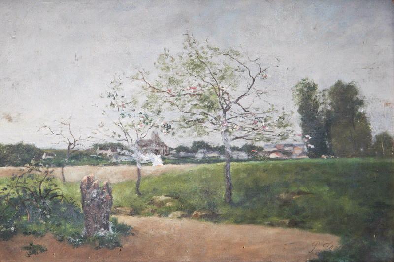 Village avec pommiers en fleurs, Paul Jouanny, 2e moitié 19e siècle