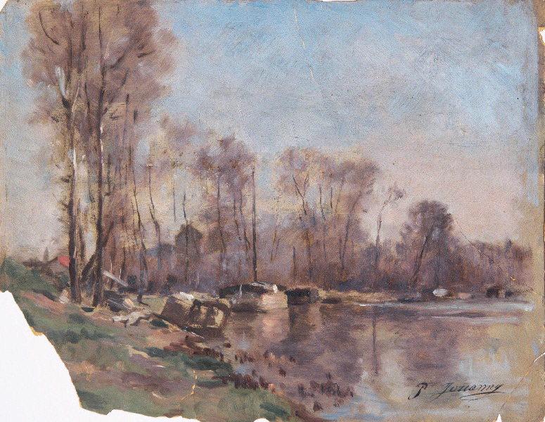 Bord de l'eau avec bateaux, Paul Jouanny, 2e moitié 19e siècle