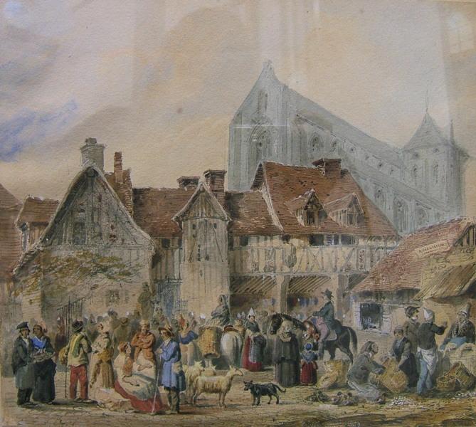 Marché à Falaise, Polyclès Langlois, 1839