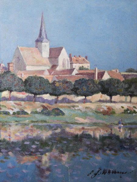 Village au bord de la Seine, Paul Jouanny, 2e moitié 19e siècle