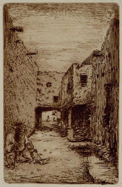 Scène de rue, village d'Afrique du Nord, Émile Vaucanu, 4e quart 19e siècle