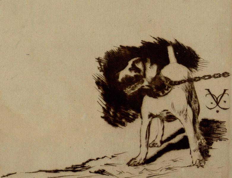 Chien en laisse, Émile Vaucanu, 4e quart 19e siècle