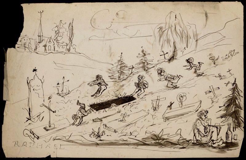 Jeu avec la mort dans un cimetière, Emile Vaucanu, 4e quart 19e siècle