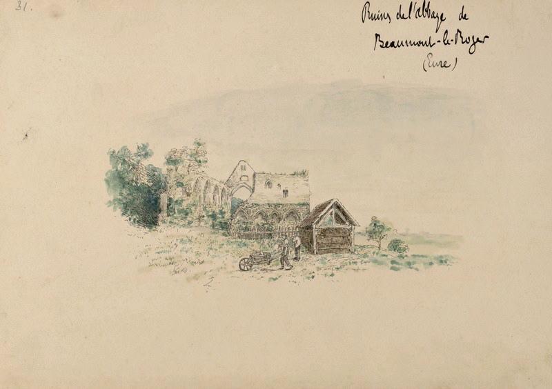 Ruines de l'abbaye de Beaumont-le-Roger, Emile Vaucanu, 4e quart 19e siècle