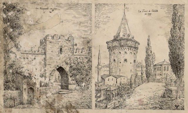La tour Galata et les remparts, Emile Vaucanu, 4e quart 19e siècle