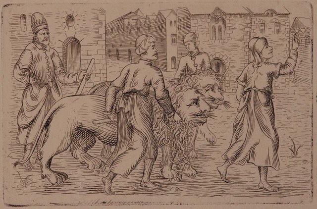 Les promeneurs de lions (Titre retrouvé dans une publicité datant d'avant 1893), Émile Vaucanu, 4e quart 19e siècle