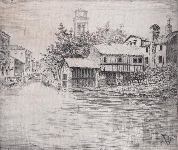 Venise, canal Ognissanti, Émile Vaucanu, 4e quart 19e siècle