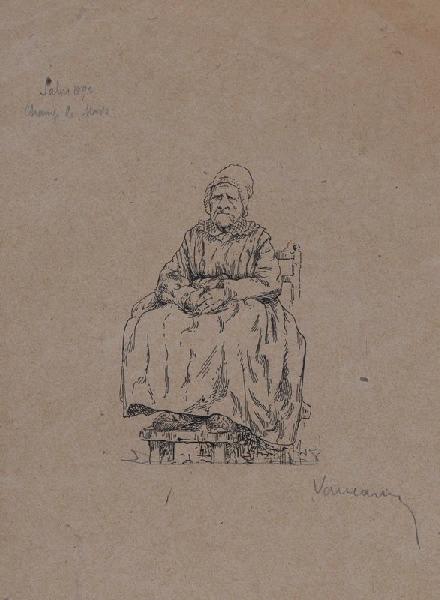 Femme âgée assise, Émile Vaucanu, 1892