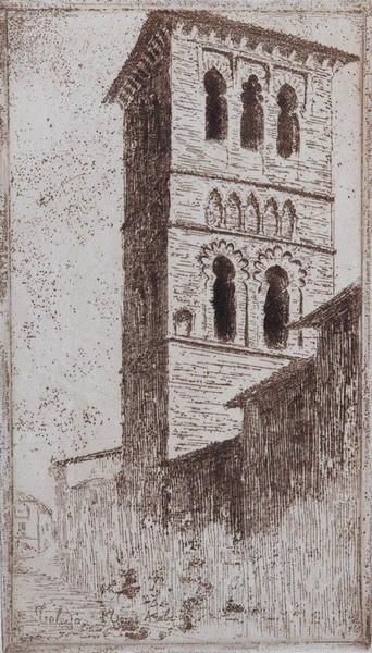 Clocher de l'église Santo Tomé à Tolède ; Vue de Tolède (Ancien titre), Émile Vaucanu, 4e quart 19e siècle