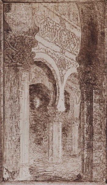 Tolède, l'église Santa Maria la Blanca ; Vue d'Espagne (Ancien titre), Émile Vaucanu, 4e quart 19e siècle