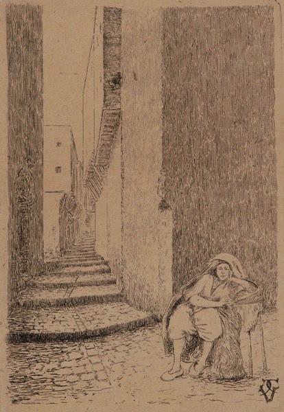 Scène de rue à Alger, Émile Vaucanu, 4e quart 19e siècle