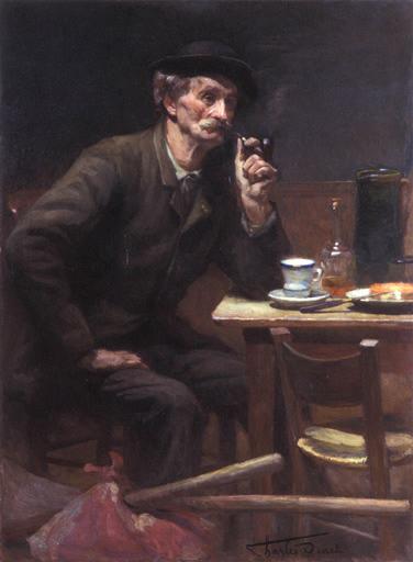 Vieillard fumant la pipe, Charles Denet, 1ère moitié 20e siècle