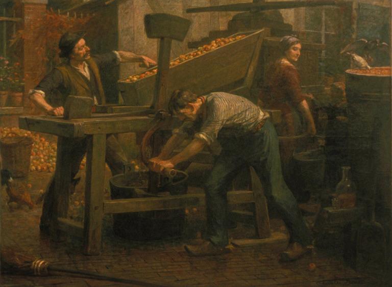 Les pileurs, fabrication de cidre en Normandie, Charles Denet, 1914