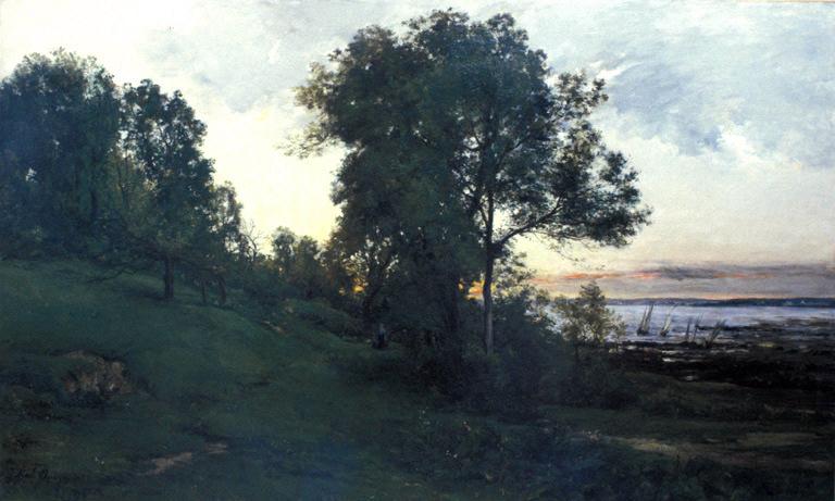 Paysage de bord de mer ; Honfleur : ferme Saint-Siméon (ancien titre) ; l'Estuaire de Seine (autre titre), Karl Daubigny, 1873