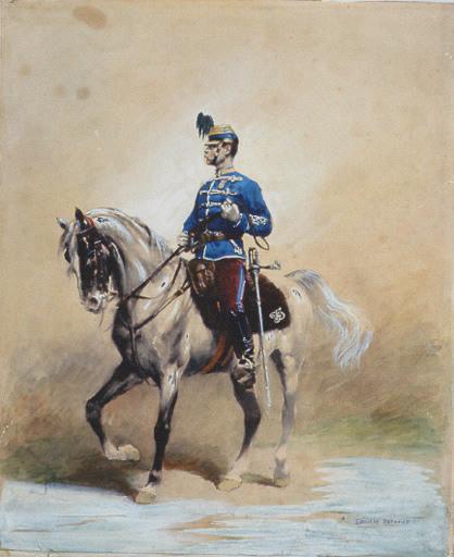 Officier Hussard à cheval, Жан Батист Эдуард Детайль, 1885