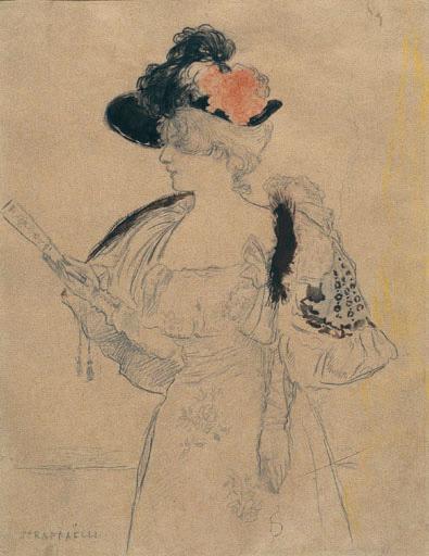 Portrait de femme à l'éventail, Jean-François Raffaëlli, 19e siècle