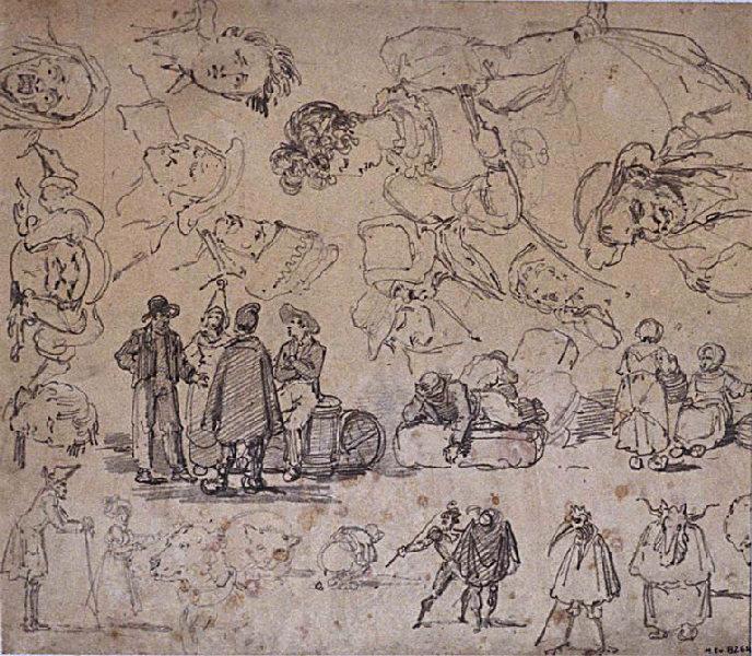 Feuille d'études, Eustache Hyacinthe Langlois, 1830 vers