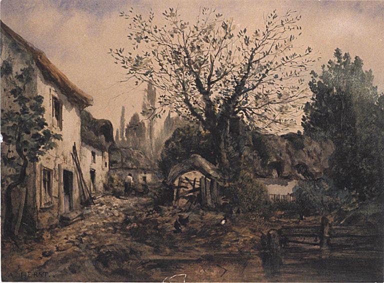 Cour de ferme, Auguste Clément Joseph Herst, 19e siècle