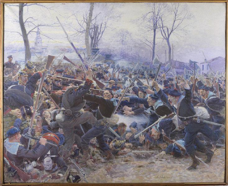 La Mêlée, attaque de la brigade des fusiliers marins, aux environs de Paris en 1870, Adolphe Gustave Binet, 1893