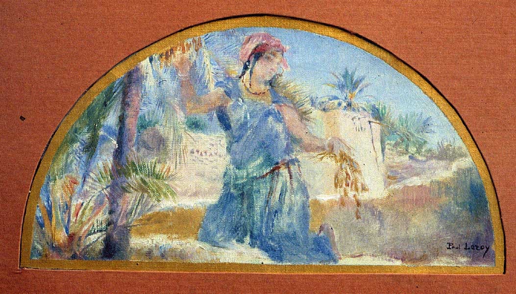 Jeune femme arabe cueillant des dattes., Paul-Alexandre Leroy