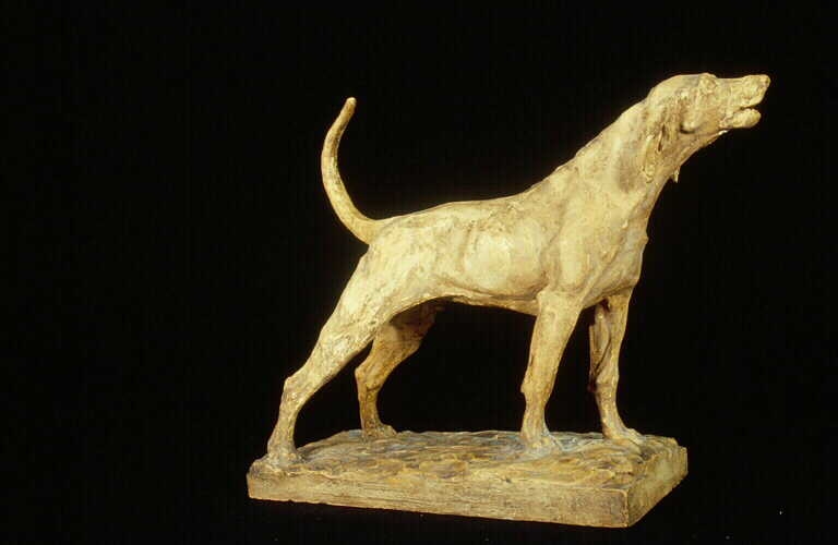 Chien de meute aboyant au cerf, (De) Louis Monard, 1908