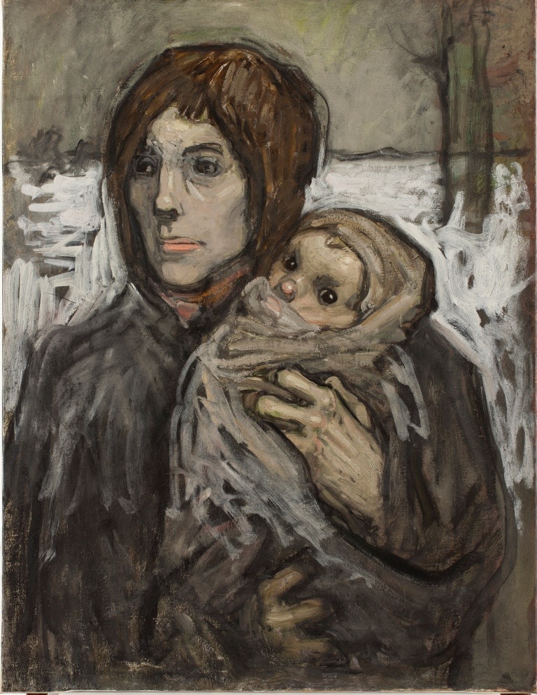 Mère et enfant par temps de neige, (Ernest Salmon, Dit) Robert Noir