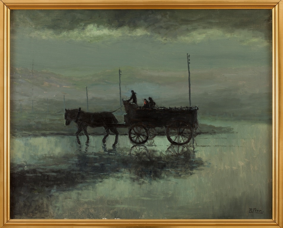 Charrette sous la pluie, René Prin, 20e siècle
