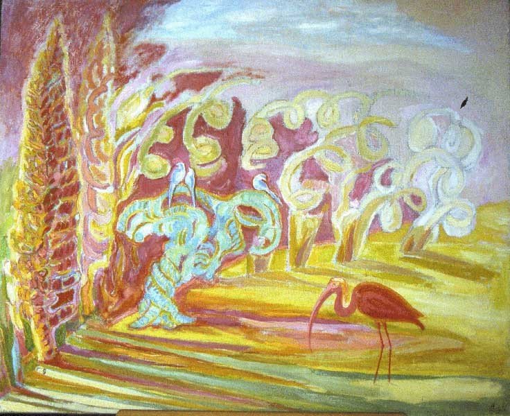 Jardin fantastique à l'ibis rose, Sarah Lipska, 1940 (après)