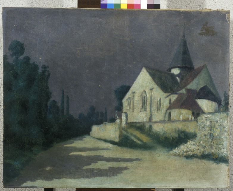 L'église de Giverny au clair de lune_0
