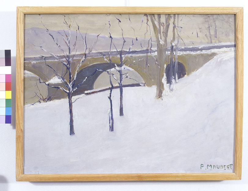 Le pont de Vernon sous la neige, Pierre Maubert, 2e moitié 20e siècle