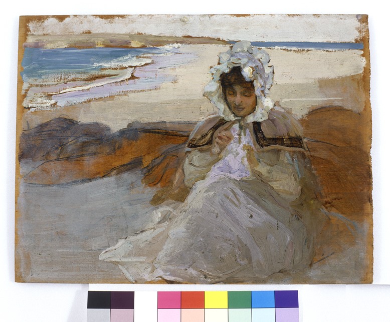 Sur la plage en Bretagne, Adolphe-Ernest Gumery, 1907 (Date de fin)
