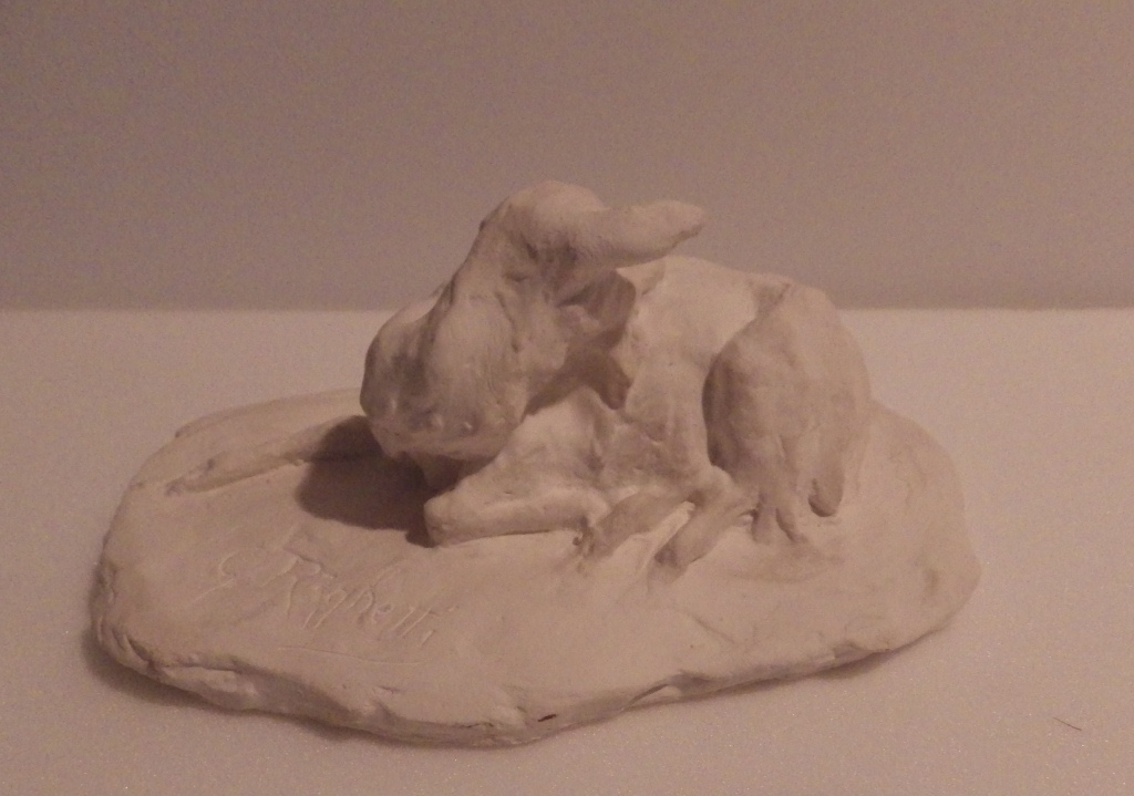 chevrette couchée, Guido Righetti, 20ème siècle 1ère moitié
