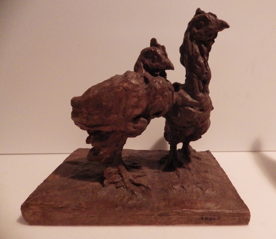 Deux poulets de Livourne, Guido Righetti, 20ème siècle 1ère moitié