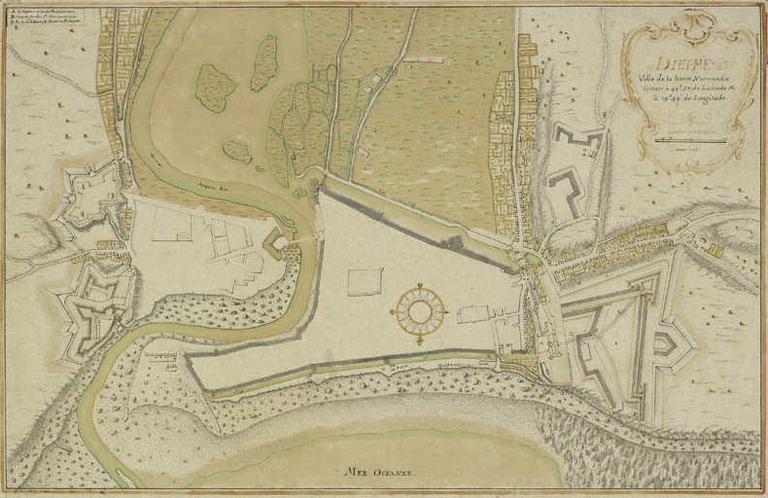 Dieppe - Ville de la Haute-Normandie située à 49d.57' de Latitude & à 19d.49' de Longitude. ; Plan de Dieppe (Dieppe et la proche vallée de l'Arques. )_0