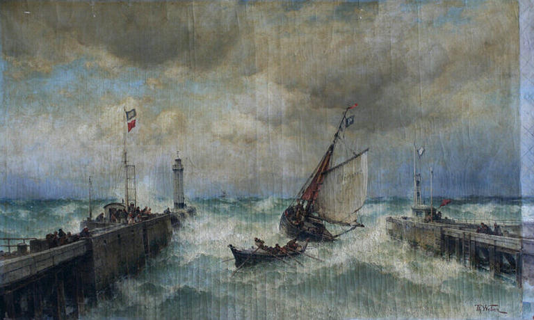 Journée de tempête à Dieppe ; Tempête dans le port de Dieppe_0