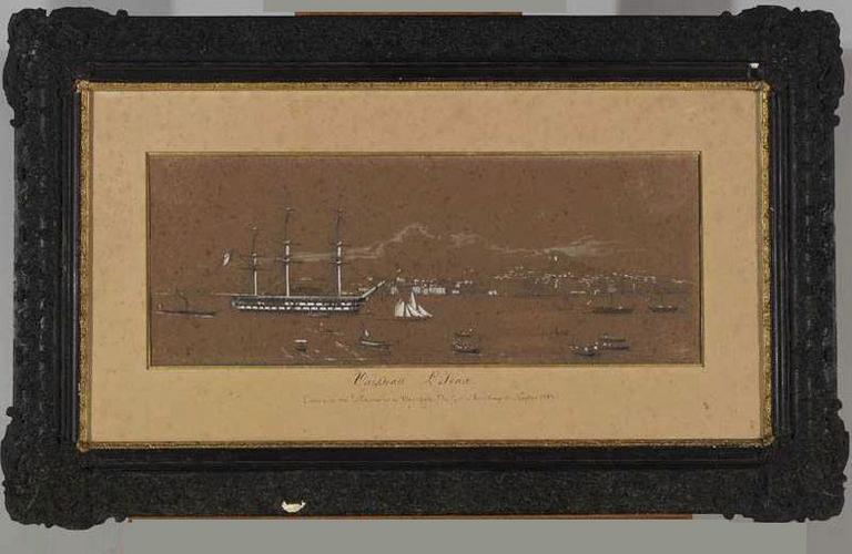 Vaisseau l'Iéna, commandé par le capitaine de vaisseau Duquesne, mouillage de Naples, 1849 (vaisseau l'Iéna, commandé par le capitaine de vaisseau Du Quesne, Mouillage de Naples, 1849.)_0