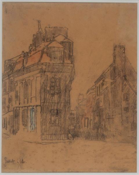 La rue du Pollet, Dieppe ; Vieilles rues du Pollet (Titre inscrit au catalogue Sickert-Blanche de 1954) ; La maison qui fait le coin (Titre inscrit au catalogue de l'oeuvre de Sickert par Wendy Baron en 1973), Walter Richard Sickert, 1899