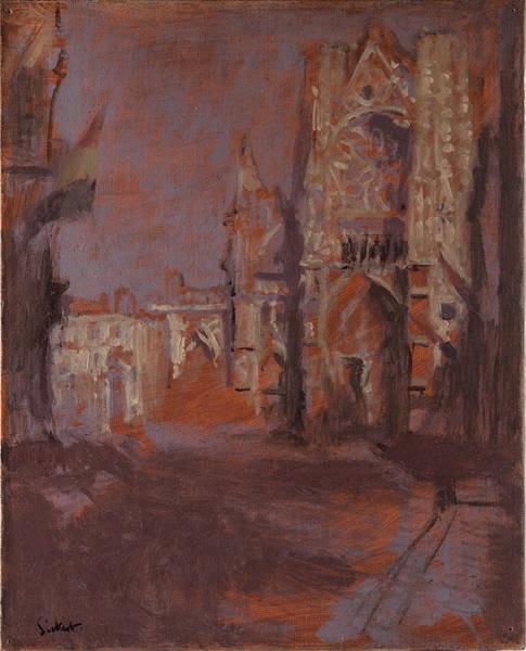 L'église Saint-Jacques, façade au soleil couchant ; L'église Saint-Jacques, façade au soleil couchant, Walter Richard Sickert, 1899 vers,1900 vers