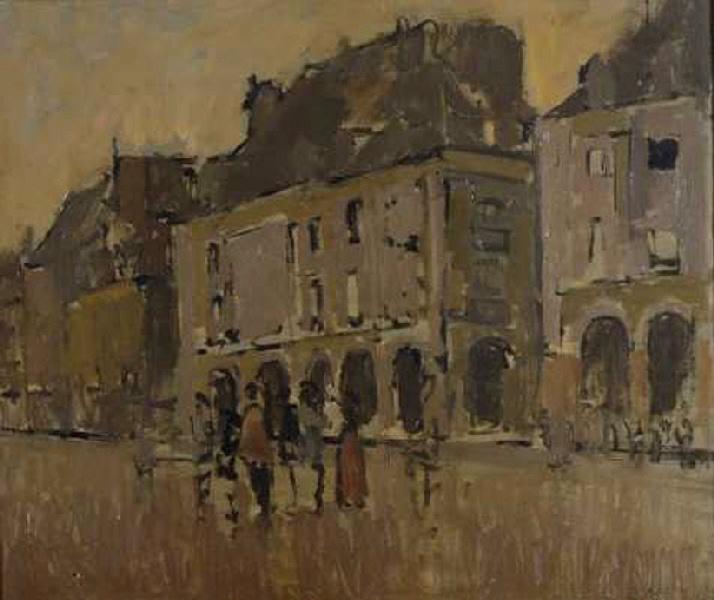 Les Arcades de la Bourse, Dieppe ; Les Arcades de la Bourse, Quai Henri IV, Dieppe (Titre erroné ancien. Il s'agit en fait du Quai Duquesne, et non du quai Henri IV.), Walter Richard Sickert, 1898