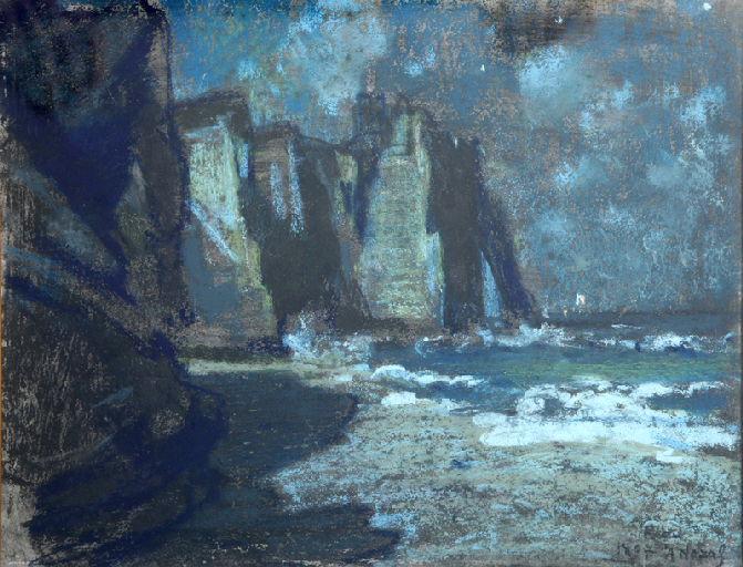 Etretat - falaises le soir, Alexandre Nozal, 1897
