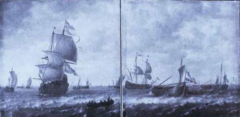 Pêche au hareng (Titre attribué après la réunion des deux tableaux en un seul) ; vaisseau hollandais au milieu de bateaux de pêche au hareng (Titre attribué dans le catalogue 'Abraham Du Quesne et la marine de son temps' (n° 96)) ; pêcheurs de hareng avec l'arrivée d'un vaisseau (Titre attribué dans le catalogue 'Abraham Du Quesne et la marine de son temps' (n° 97))_1