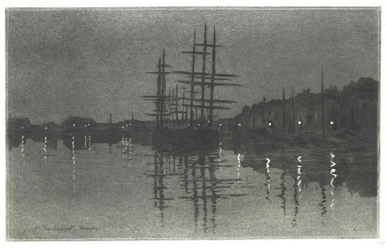 Le port de Dieppe la nuit_0