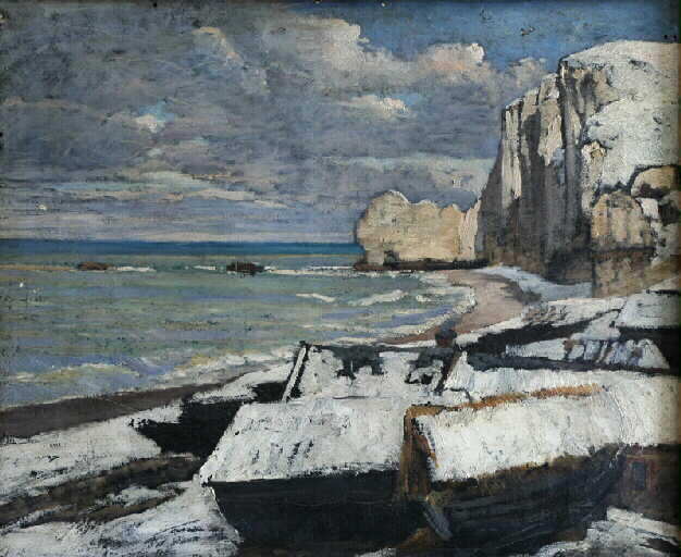 Plage d'Etretat par un temps de neige_0